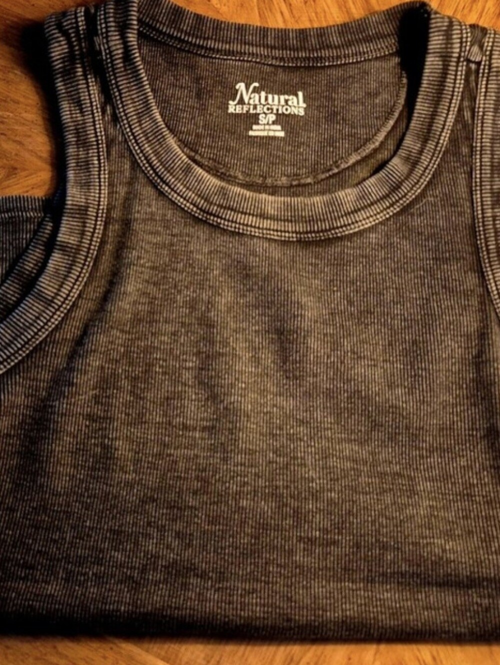 Natural Reflections Ribbed Tank Top in Charcoal Gray